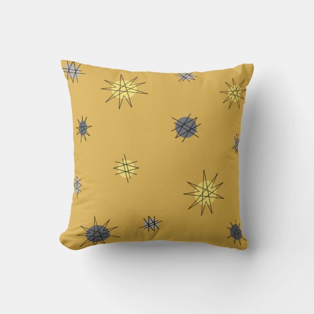 Coussin Âge atomique Starburst Planètes Ochre Grey (Recto)