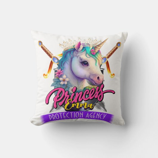 Coussin Agence de protection de la princesse licorne perso (Recto)