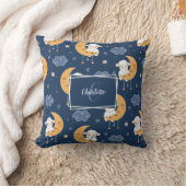 Coussin Agneau bébé sur la lune Motif avec message personn (Couverture)