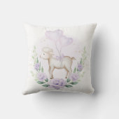 Coussin Agneau mignon Mouton Mouton pourpre vert fleuri Wr (Verso)