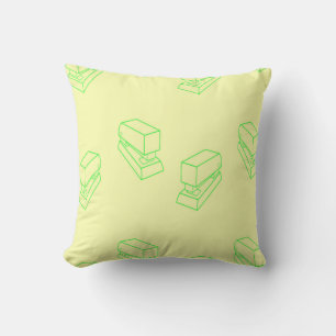Coussin Agrafeur vert sur jaune