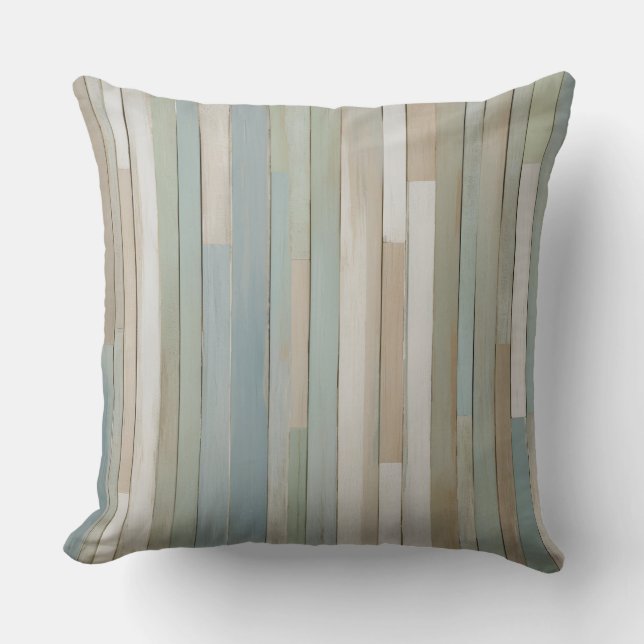 Coussin Agritourisme moderne Bleu Vert Bleu Bige Bande (Recto)