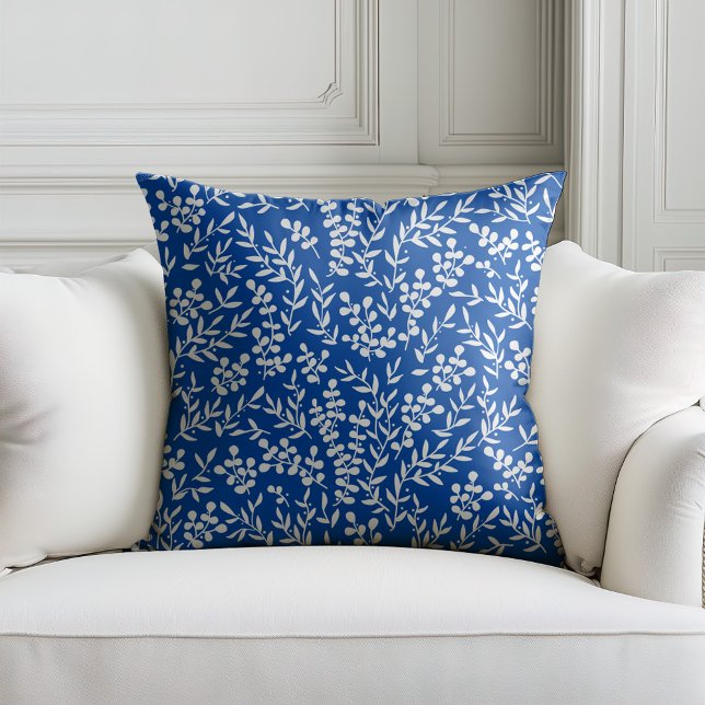 Coussin Agritourisme simple motif floral bleu (Créateur téléchargé)