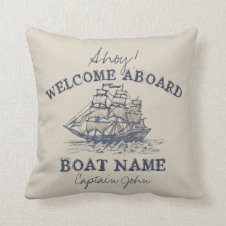 Coussin Ahoy ! Bienvenue à bord Personnalisé Vintage Nauti