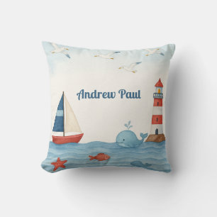 Coussin Ahoy C’est un garçon Nautique Pousse d’oreiller