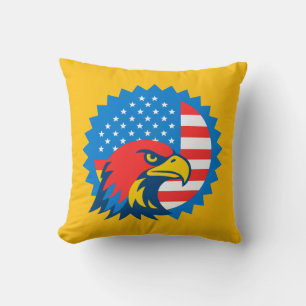 Coussin Aigle à tête blanche sur le drapeau américain rond