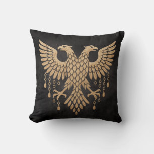 Coussin Aigle à tête double dorée - Emblème mythique royal