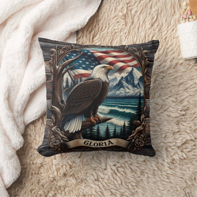 Coussin Aigle Bald Contre Vue Pittoresque (Couverture)