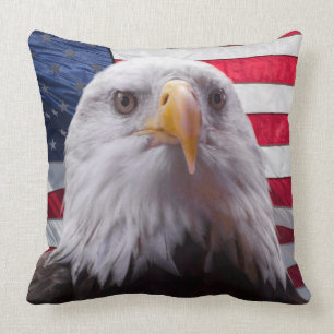 Coussin Aigle chauve et drapeau