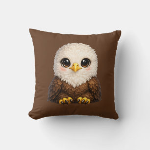 Coussin Aigle chauve mignon avec de grands yeux Nature cos