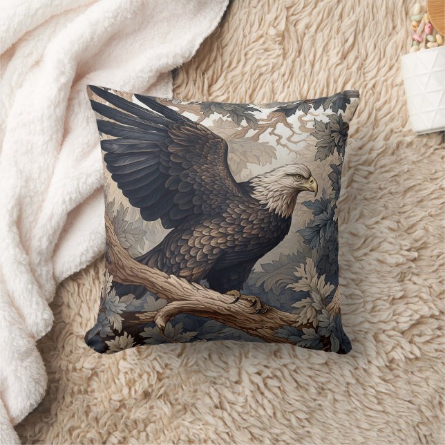 Coussin Aigle chauve patriotique, style William Morris  (Couverture)
