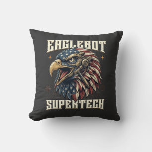 Coussin Aigle Cybernétique Supertech Patriotique Eaglebot
