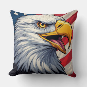 Coussin Aigle de dessin animé avec un design patriotique d