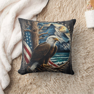 Coussin Aigle Majestic contre Arrière - plan Pittoresque-a