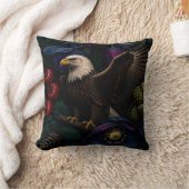 Coussin Aigle majestueux dans le jardin botanique de minui (Couverture)