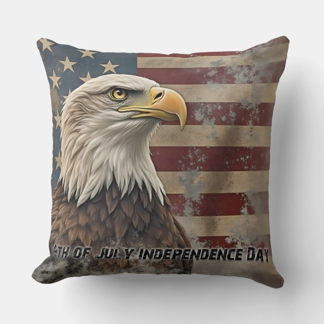 Coussin Aigle majestueux et drapeau – Esprit de liberté (Recto)