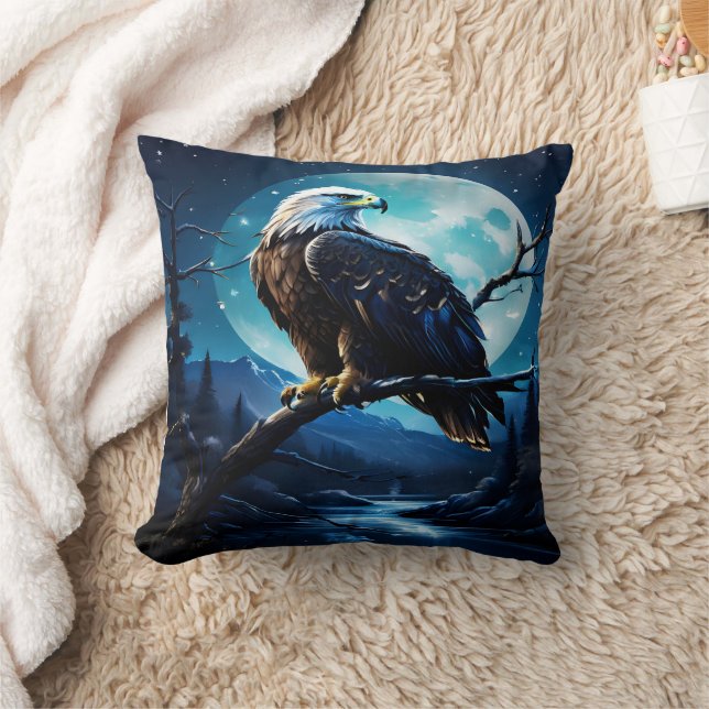 Coussin Aigle Majestueux Perché Sous Ciel Lune (Couverture)