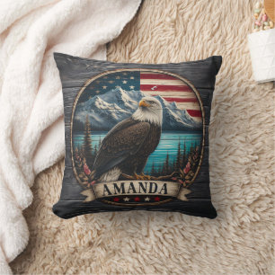 Coussin Aigle majestueux sur fond de montagne