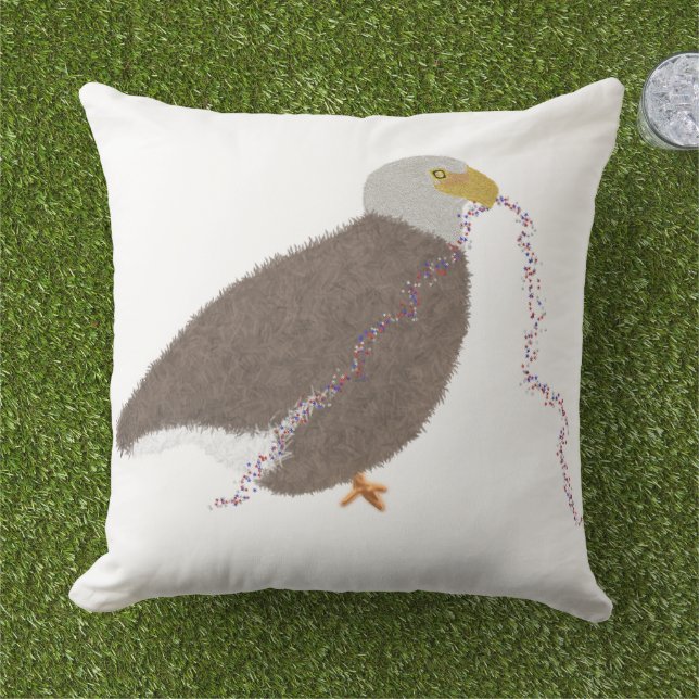 Coussin Aigle moderne avec des étoiles rouges, blanches et (Herbe)