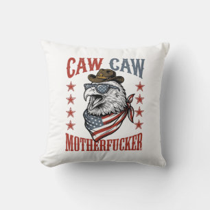 Coussin Aigle patriotique Caw Caw Design de t-shirt drôle