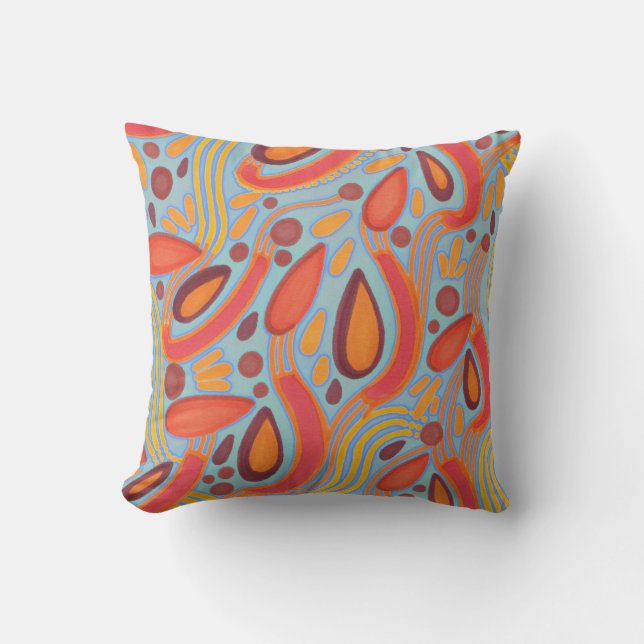 Coussin Aiguillage des graines Orange et Blue Throw Pillow (Recto)