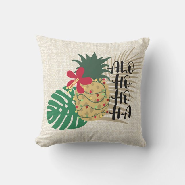 Coussin Aiguille tropicale hawaïenne ALO-HO-HA (Recto)
