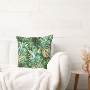 Coussin Aiguilles Feuilles tropicales bleues