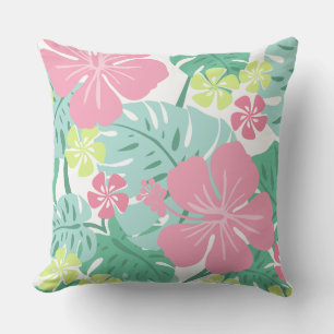 Coussin Ailani Hawaïen Hibiscus Tropical - Réversible