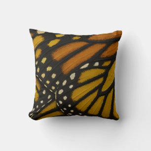 Coussin Aile de papillon monarque orange et jaune Mariposa