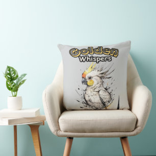 Coussin Ailes aquarelle Cockatiel en vol