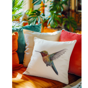 Coussin Ailes Arc-en-Ciel : Art vibrant de colibri