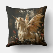 Coussin Ailes de licorne florale dans une fée de la forêt  (Verso)