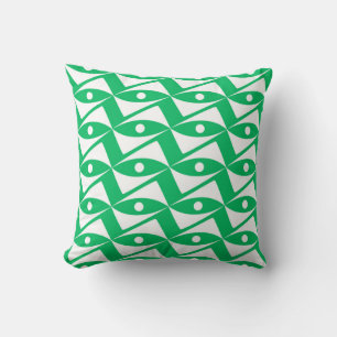 Coussin Ailes Delta du milieu du siècle - vert et blanc ja