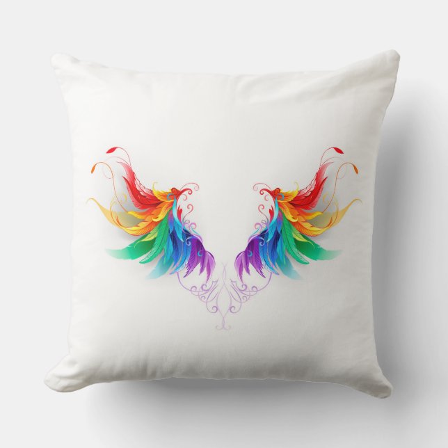Coussin Ailes fluffy arc-en-ciel (Recto)