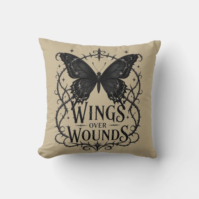 Coussin Ailes sur les blessures – Conception de papillon n (Recto)