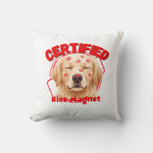 Coussin Aimant à bisous certifié - Drôle de chien Golden R