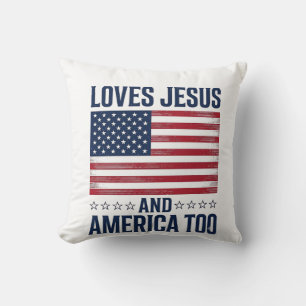 Coussin Aime Jésus et l'Amérique aussi T-shirt chrétien pa