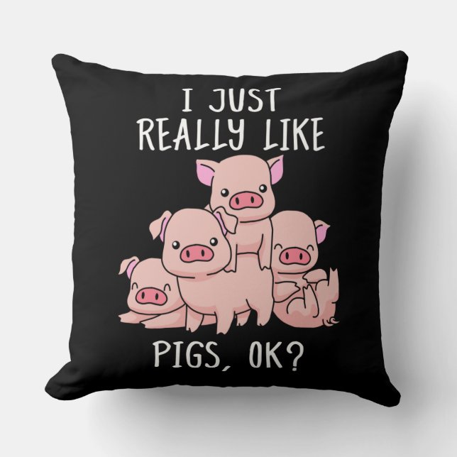 Coussin Aimer Cochon Cadeau Femmes Cochon Cadeaux Porc Vin (Recto)