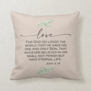 Coussin Aimer la Bible Verse de Jean 3:16