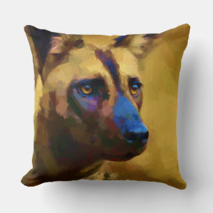 Coussin Aimer l'art du chien sauvage africain