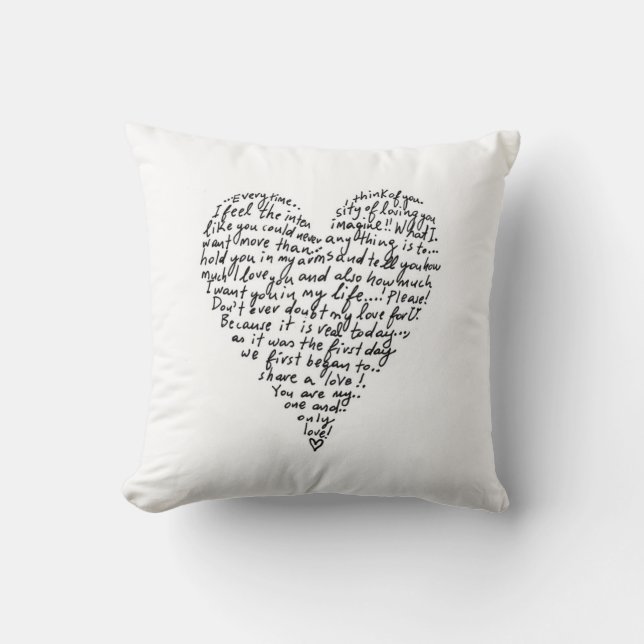 COUSSIN AIMER LE COEUR DE COULEUR D'ENCRE NOIRE EN TEXTE (Recto)