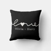 Coussin Aimer main tiré minimaliste moderne noir blanc (Verso)