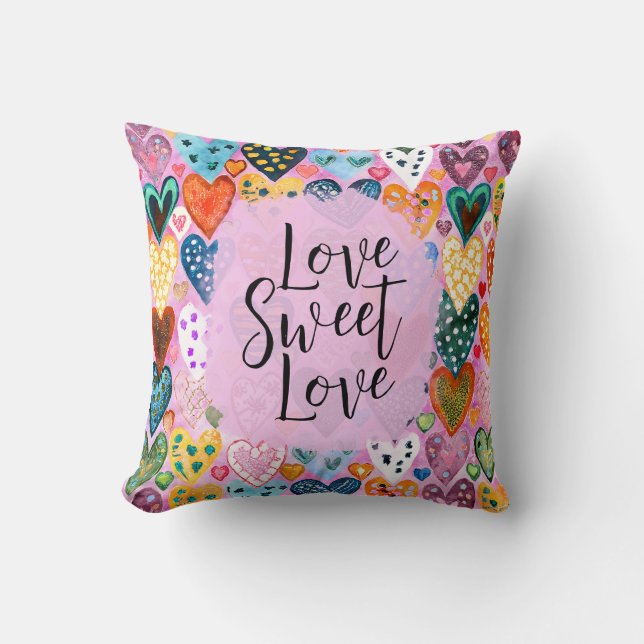 Coussin Aimer Sweet Aimer Valentines Jour Coeurs Bright Co (Recto)