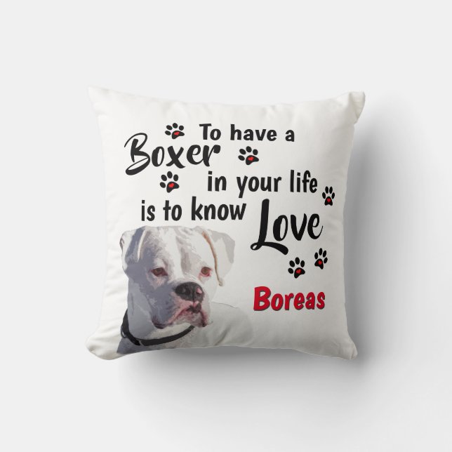 Coussin Aimer un chiot de boîte blanche (Recto)