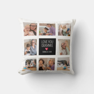 Coussin Aimez Grammy Grand-mère Coeurs 8 Collage photo
