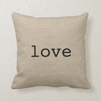Coussin Aimez le cru chic rustique de toile de toile de