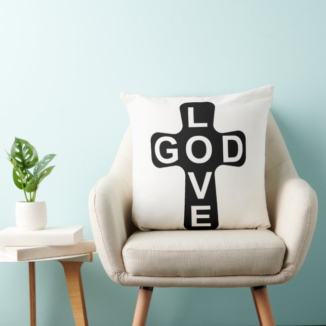 Coussin Aimez l'oreiller à lancer 20x20 de DIEU (Chaise)