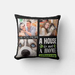 Coussin Aimez maman trois photos et citation de chien Cush