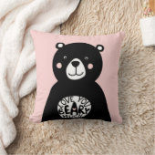 Coussin Aimez-vous Beary Beaucoup Ours Noir Lettres Rose (Couverture)