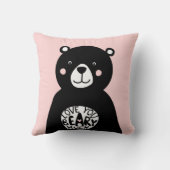 Coussin Aimez-vous Beary Beaucoup Ours Noir Lettres Rose (Verso)